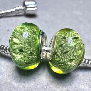 Lime‎ Green Glass Charm Bead Fits Pandora